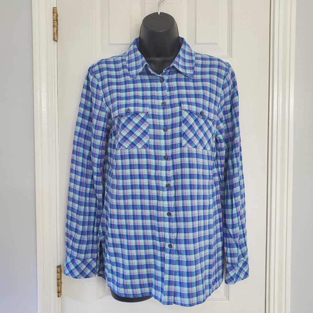 Talbots Multicolor Plaid Button Down Shirt Small